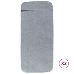 Berkfield Home Beach Towels 2 pcs Grey 60x135 cm Fabric 400 GSM - thumbnail 2