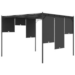 Berkfield Home Durable Garden Gazebo with Side Curtain 3x3x2.25 m Anthracite in Black - thumbnail 5