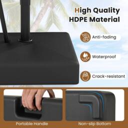 Gymax Mobile Parasol Base 59 kg Capacity Water/Sand Fillable Umbrella Stand in Black - thumbnail 6