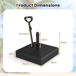 Gymax Mobile Parasol Base 59 kg Capacity Water/Sand Fillable Umbrella Stand in Black - thumbnail 3