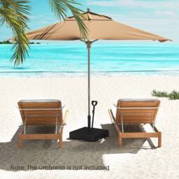 Gymax Mobile Parasol Base 59 kg Capacity Water/Sand Fillable Umbrella Stand in Black - thumbnail 9