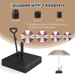 Gymax Mobile Parasol Base 59 kg Capacity Water/Sand Fillable Umbrella Stand in Black - thumbnail 5