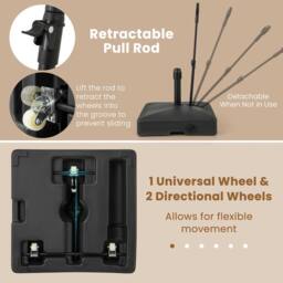 Gymax Mobile Parasol Base 59 kg Capacity Water/Sand Fillable Umbrella Stand in Black - thumbnail 2
