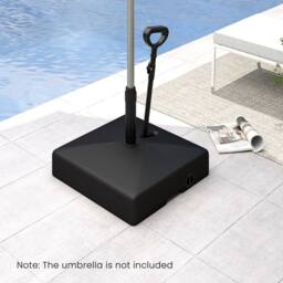 Gymax Mobile Parasol Base 59 kg Capacity Water/Sand Fillable Umbrella Stand in Black - thumbnail 7