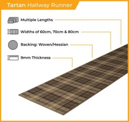 runrug Black Tartan Long Hallway Carpet Runner - Size: 70 cm x 420 cm - thumbnail 2