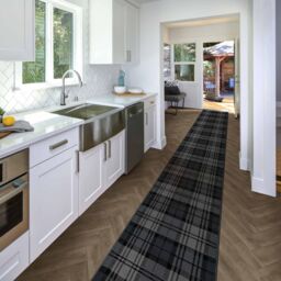 runrug Black Tartan Long Hallway Carpet Runner - Size: 70 cm x 420 cm - thumbnail 4