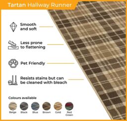 runrug Black Tartan Long Hallway Carpet Runner - Size: 70 cm x 420 cm - thumbnail 3