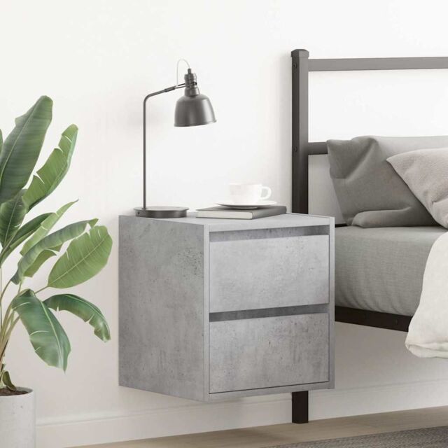 Berkfield Home Wall-mounted Bedside Cabinets 2 pcs Concrete Grey 38x34x40 cm - Size: 38 x 34 x 40 cm - image 1