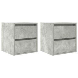 Berkfield Home Wall-mounted Bedside Cabinets 2 pcs Concrete Grey 38x34x40 cm - Size: 38 x 34 x 40 cm - thumbnail 2