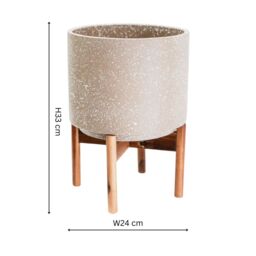 Ivyline Valetta Ivory Speckled Planter with Stand H33cm D24cm - thumbnail 4