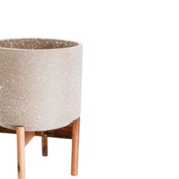 Ivyline Valetta Ivory Speckled Planter with Stand H33cm D24cm - thumbnail 3