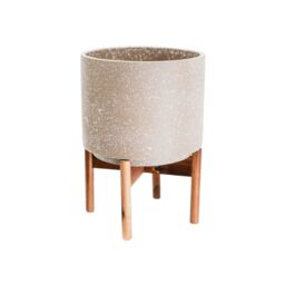 Ivyline Valetta Ivory Speckled Planter with Stand H33cm D24cm - thumbnail 2
