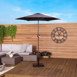 Charles Bentley 2m Patio Market Garden Parasol Umbrella Crank Function 4 Colours in Black - thumbnail 2