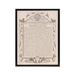 "Artery8 Gettysburg Address Abraham Lincoln Framed Canvas Wall Art Print in Beige - Size: W12"" x H16""" - thumbnail 1