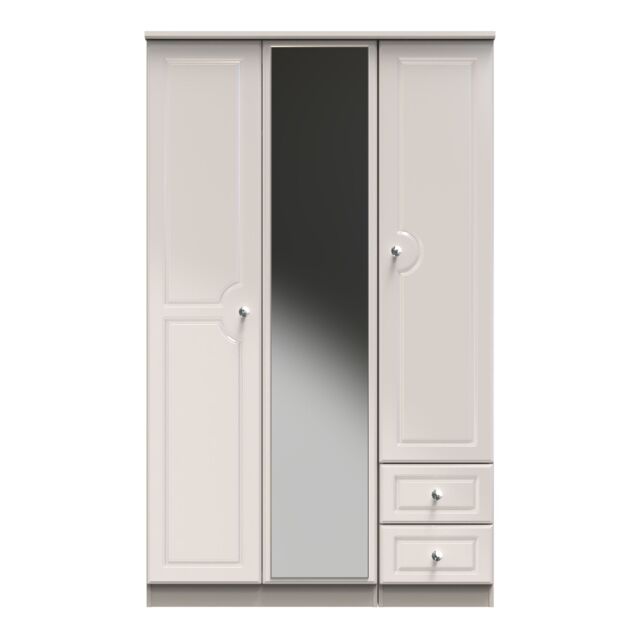 Ready Assembled 2 U Stratford Tall Triple Mirror + Drawer Wardrobe (Ready Assembled) in Taupe - image 1