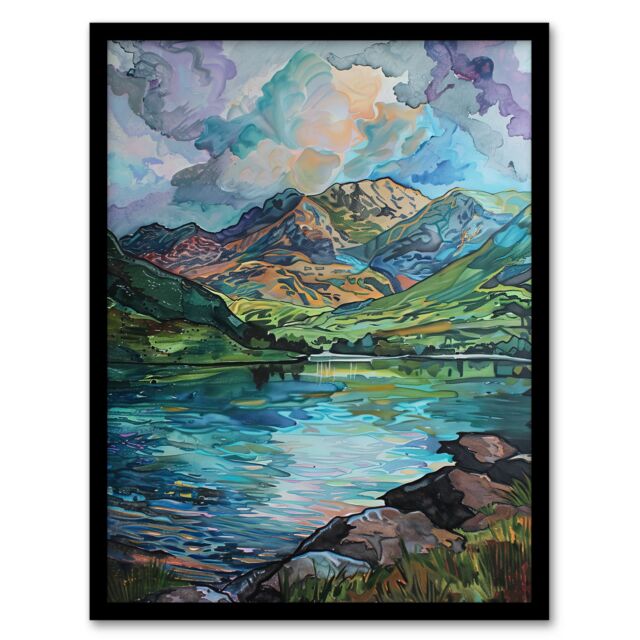 "Artery8 Blea Tarn Valley Lake District England Painting Framed Art Print in Blue - Size: W12"" x H16""" - image 1