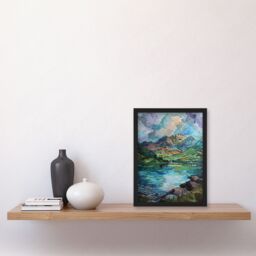 "Artery8 Blea Tarn Valley Lake District England Painting Framed Art Print in Blue - Size: W12"" x H16""" - thumbnail 4