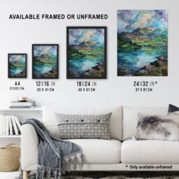 "Artery8 Blea Tarn Valley Lake District England Painting Framed Art Print in Blue - Size: W12"" x H16""" - thumbnail 3