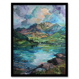 "Artery8 Blea Tarn Valley Lake District England Painting Framed Art Print in Blue - Size: W12"" x H16""" - thumbnail 1