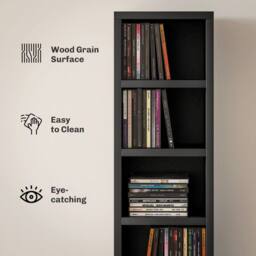 Wyld Haus Nisapa Wood Black Tall Narrow Media Storage Tower 204 CD Capacity - thumbnail 6