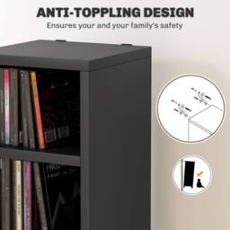Wyld Haus Nisapa Wood Black Tall Narrow Media Storage Tower 204 CD Capacity - thumbnail 7