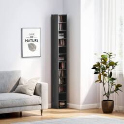 Wyld Haus Nisapa Wood Black Tall Narrow Media Storage Tower 204 CD Capacity - thumbnail 9