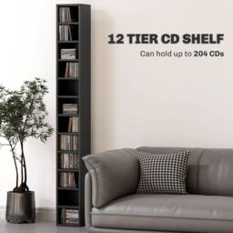 Wyld Haus Nisapa Wood Black Tall Narrow Media Storage Tower 204 CD Capacity - thumbnail 5