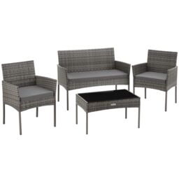 tectake Rattan Garden Furniture Palese - for 4 people, weather resistant in Grey - Size: 4 Person - thumbnail 1