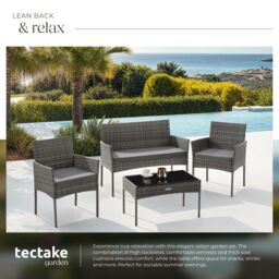 tectake Rattan Garden Furniture Palese - for 4 people, weather resistant in Grey - Size: 4 Person - thumbnail 4