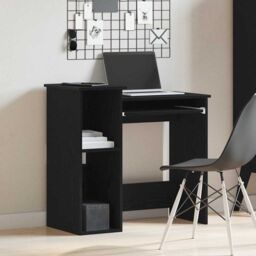 Berkfield Home Desk with Shelves Black 84x40x78 cm Engineered Wood - Size: 84 x 40 x 78 cm - thumbnail 3