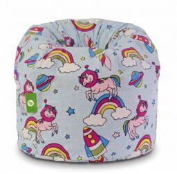 Bean Lazy Women's Cotton Pastel Rainbow Space Unicorn Bean Bag Large Size in Light Blue - thumbnail 2