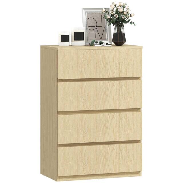 HOMCOM Bedroom Chest of Drawers, 4 Drawers Dresser, Drawer Unit in Natural White - image 1