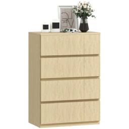 HOMCOM Bedroom Chest of Drawers, 4 Drawers Dresser, Drawer Unit in Natural White - thumbnail 1
