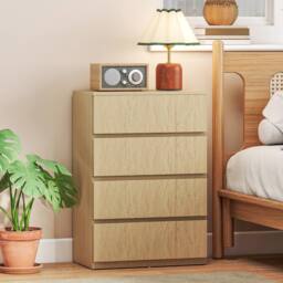 HOMCOM Bedroom Chest of Drawers, 4 Drawers Dresser, Drawer Unit in Natural White - thumbnail 2