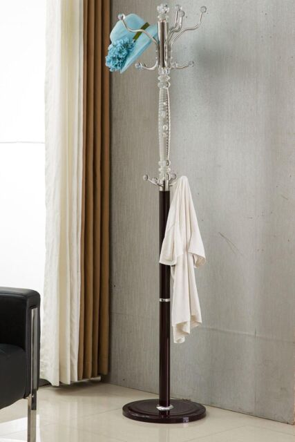 Modernique Sheer Metal & transparent Tube 185 cm High Coat Rack with Heavy Sturdy 38 cm Base in Brown - image 1