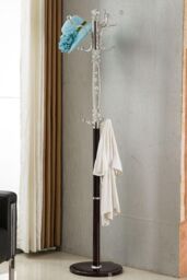 Modernique Sheer Metal & transparent Tube 185 cm High Coat Rack with Heavy Sturdy 38 cm Base in Brown - thumbnail 2