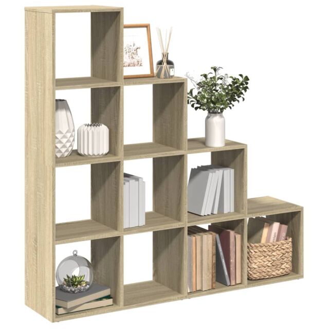 Berkfield Home Room Divider Bookcase 4-Tier Sonoma Oak 131.5x29x131.5 cm Engineered Wood in Brown - image 1