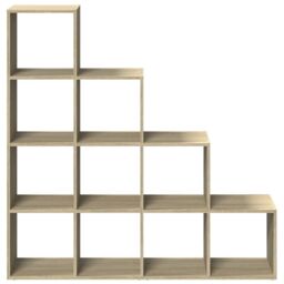 Berkfield Home Room Divider Bookcase 4-Tier Sonoma Oak 131.5x29x131.5 cm Engineered Wood in Brown - thumbnail 5