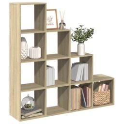 Berkfield Home Room Divider Bookcase 4-Tier Sonoma Oak 131.5x29x131.5 cm Engineered Wood in Brown - thumbnail 1