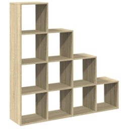 Berkfield Home Room Divider Bookcase 4-Tier Sonoma Oak 131.5x29x131.5 cm Engineered Wood in Brown - thumbnail 2