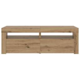 Berkfield Home TV Cabinet with LED Lights Artisan Oak 120x35x40 cm Engineered Wood in Brown - Size: 120 x 35 x 40 cm - thumbnail 6