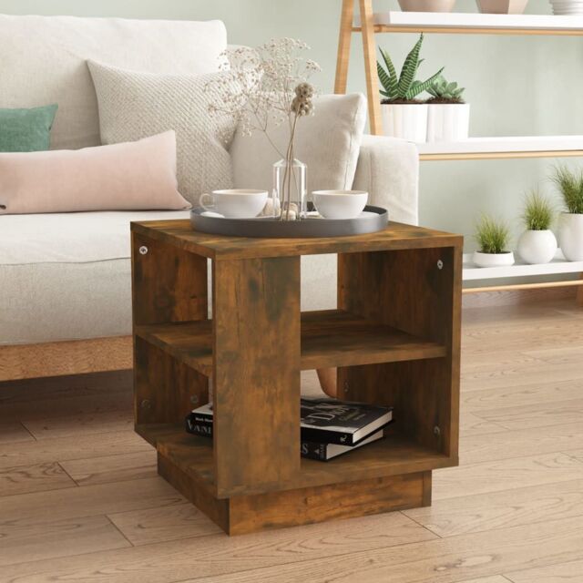 Berkfield Home Coffee Table Smoked Oak 40x40x43 cm Engineered Wood in Brown - Size: 40 x 40 x 43 cm - image 1