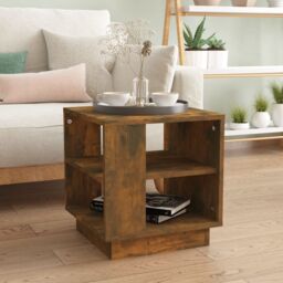 Berkfield Home Coffee Table Smoked Oak 40x40x43 cm Engineered Wood in Brown - Size: 40 x 40 x 43 cm - thumbnail 1