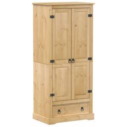 Berkfield Home Wardrobe Corona 76x50x170 cm Solid Wood Pine in Light Tan - Size: 76 x 50 x 170 cm - thumbnail 3