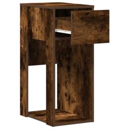 Berkfield Home Computer Tower Stand with Drawer Smoked Oak 30x44x74 cm in Brown - Size: 30 x 44 x 74 cm - thumbnail 4