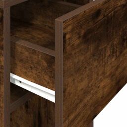 Berkfield Home Computer Tower Stand with Drawer Smoked Oak 30x44x74 cm in Brown - Size: 30 x 44 x 74 cm - thumbnail 8