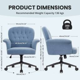 KORVIXA Blue Teddy Fabric Cozy Desk Chair - Size: 100 cm - thumbnail 2