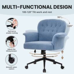 KORVIXA Blue Teddy Fabric Cozy Desk Chair - Size: 100 cm - thumbnail 3