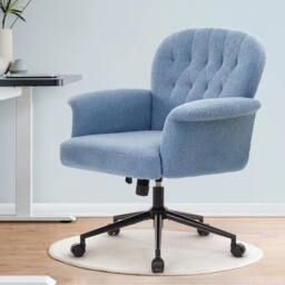 KORVIXA Blue Teddy Fabric Cozy Desk Chair - Size: 100 cm - thumbnail 4