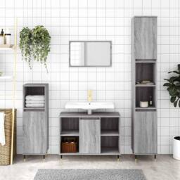 Berkfield Home Bathroom Cabinet Grey Sonoma 30x30x100 cm Engineered Wood - Size: 30 x 30 x 100 cm - thumbnail 2